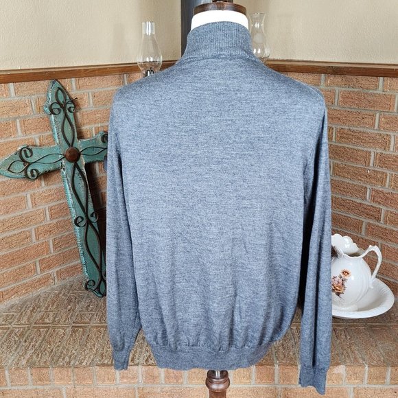 Alan Flusser Merino Wool Blend 1/4 Zip Pullover Sweater Gray Size XXL - Picture 5 of 7